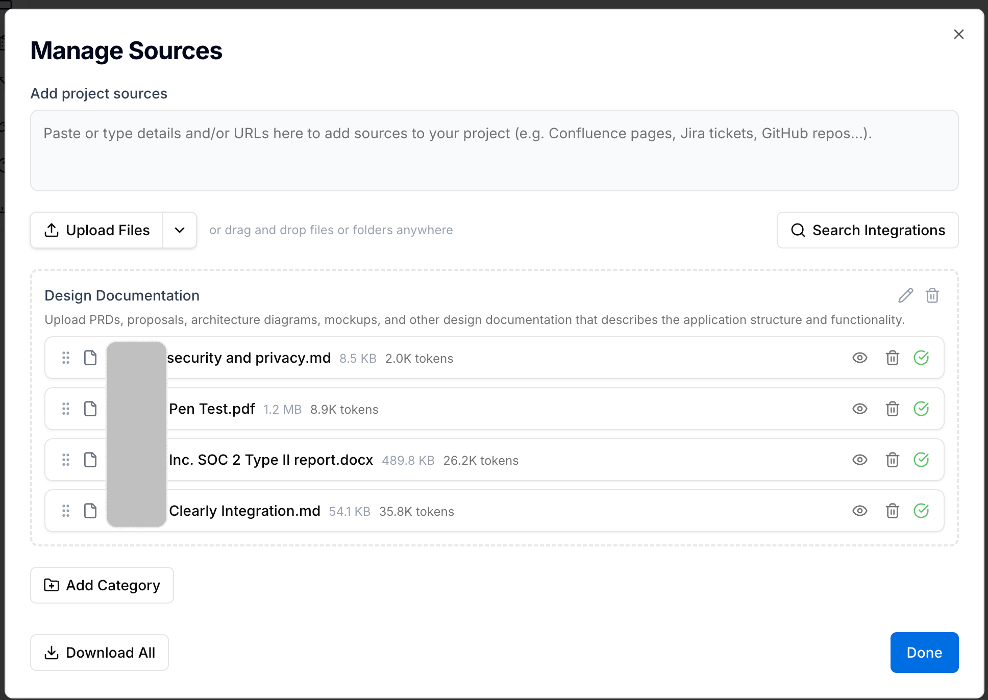 Source categories in Manage Sources