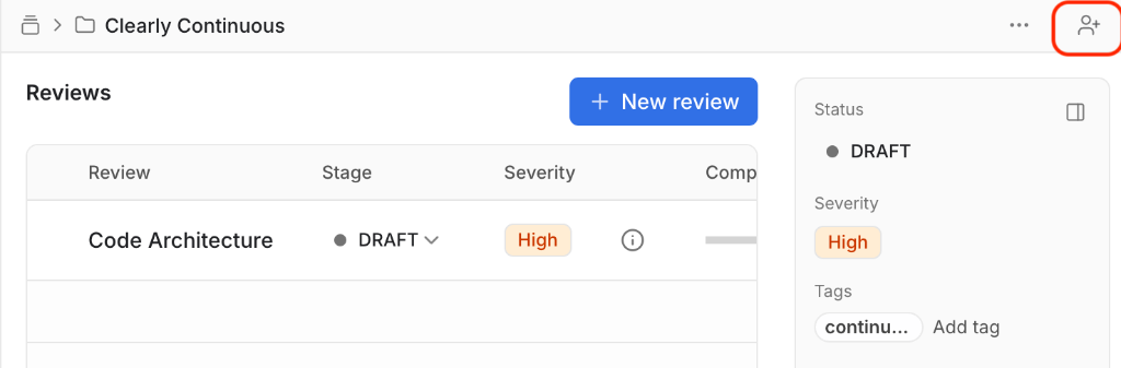 Project header with the share icon highlighted