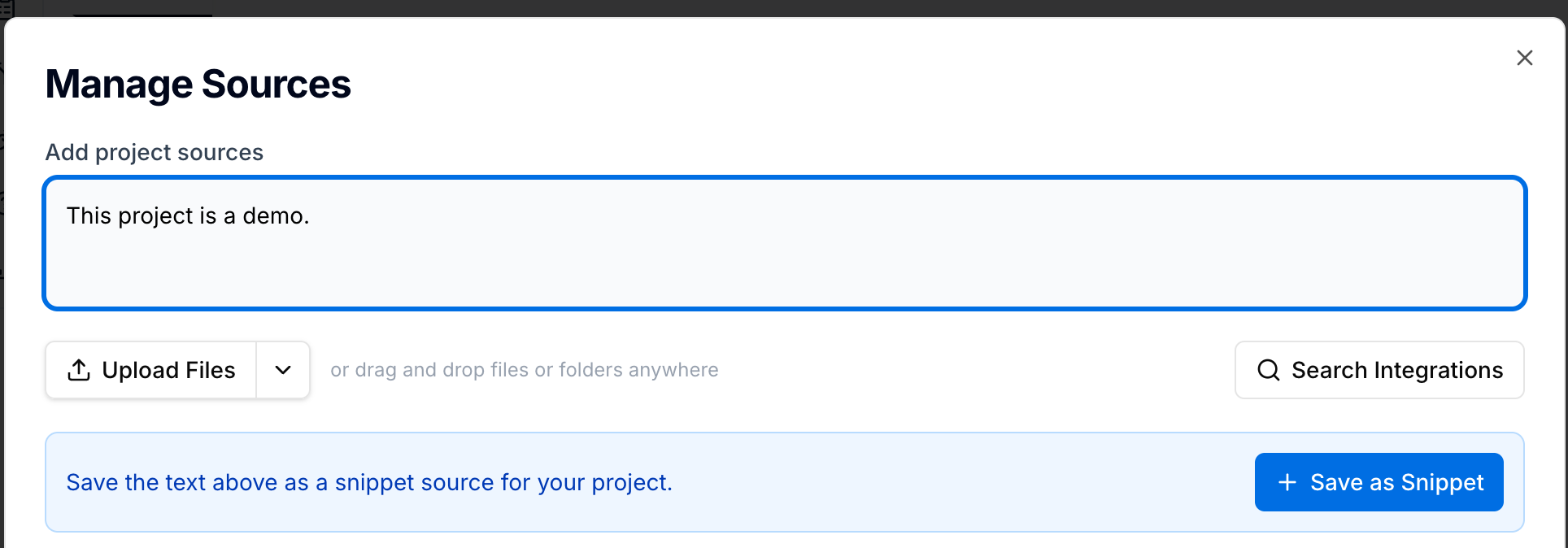 Saving free text in the text box as a snippet