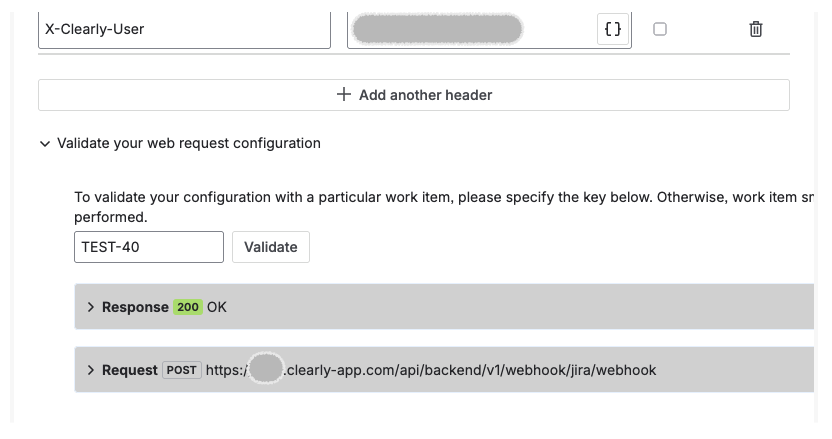 Clearly AI webhook validation result